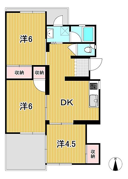 トマトハイツB 202｜茨城県高萩市有明町１丁目(賃貸マンション3DK・2階・56.17㎡)の写真 その2