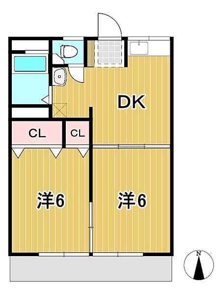 ハイツWACHI　B 103｜茨城県日立市末広町３丁目(賃貸アパート2DK・1階・39.60㎡)の写真 その2