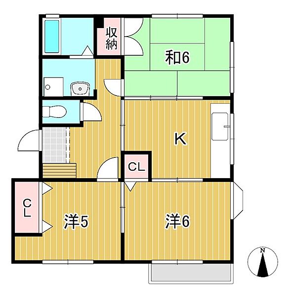 イーズアパートメント　A棟 201｜茨城県日立市金沢町３丁目(賃貸アパート3K・2階・50.05㎡)の写真 その2