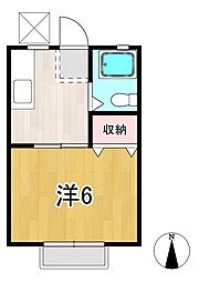 コーポYS 2階1Kの間取り