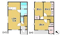 クレスト・ヒル　C 2階3LDKの間取り