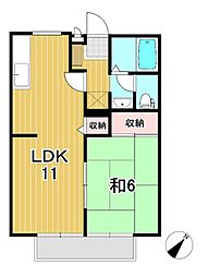 グリーンゾーンB館 1LDKの間取図画像