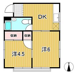 パークシティ会瀬 1階2DKの間取り