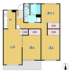 Kマンション 2階3LDKの間取り