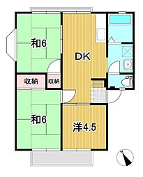サンプラザB 1階3DKの間取り