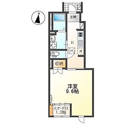 グランディール・M 1階1Kの間取り