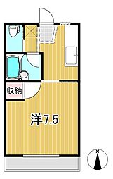 天神荘 2階1Kの間取り