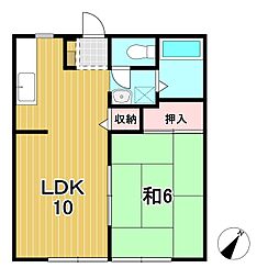 サンライフクボタ 1階1LDKの間取り