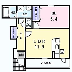 サニー　KI 1階1LDKの間取り