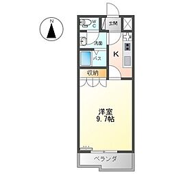 コーポ・ブルースカイ 2階1Kの間取り