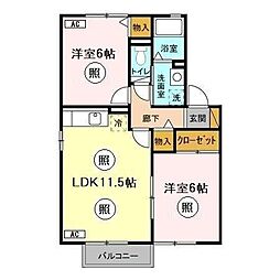 ベルクレール 2LDKの間取図画像