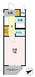 スカイハイツ諏訪 1Kの間取図画像