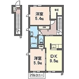 レクエルド 2DKの間取図画像