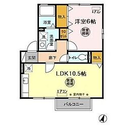グリーンアレイB 1LDKの間取図画像