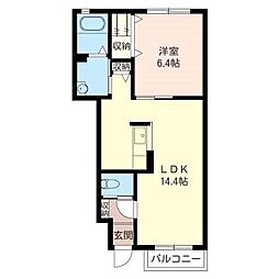 ナチュール白銀 1LDKの間取図画像