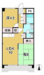 キタミビルA 2LDKの間取図画像