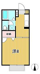 クレールハウス2 1Kの間取図画像