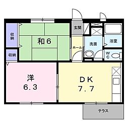 メゾンシャルマン 2DKの間取図画像