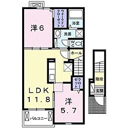 クラウディア 2LDKの間取図画像