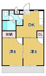 レジデンス本宮 2DKの間取図画像