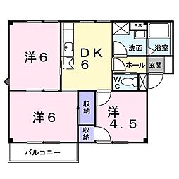 プラドール鈴木 3DKの間取図画像