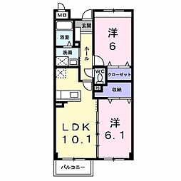 白蔵4 2LDKの間取図画像
