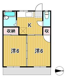 ヤママス東 2Kの間取図画像
