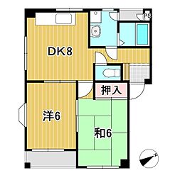 金子マンション 2DKの間取図画像