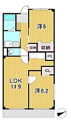 ホリゾーン・アウローラ 2LDKの間取図画像