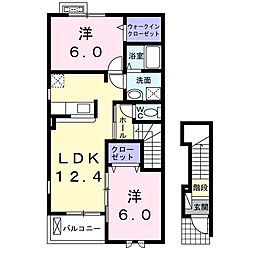 クラール・モデッサ 2LDKの間取図画像