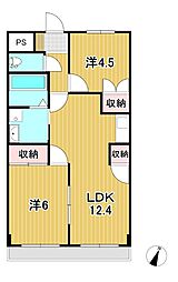 TAGAコーポラス 2LDKの間取図画像
