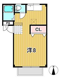 センタービレッジ 1Kの間取図画像