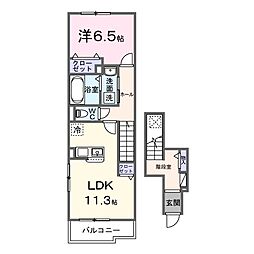 カメリア双葉 1LDKの間取図画像
