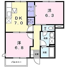 ラフレシール・メゾン2 2DKの間取図画像