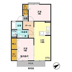 サンセジュールA 2LDKの間取図画像
