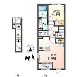 仮)日立市東金沢町 新築アパート 1LDKの間取図画像