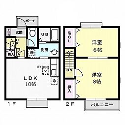 フォアサイト神峰 1階2LDKの間取り