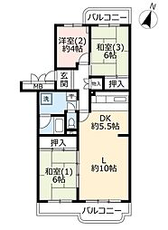 URせんげん台パークタウン三番街 3階3LDKの間取り
