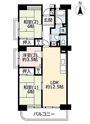 グリーンアベニュー谷塚3号棟 3LDKの間取図画像