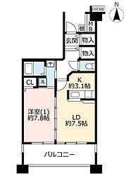 UR都市機構コンフォール草加8号棟 1LDKの間取図画像