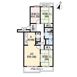 UR都市機構パークタウン若宮2号棟 3LDKの間取図画像