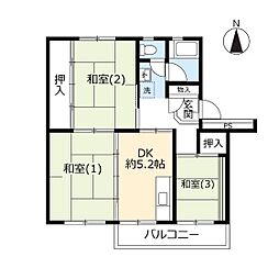 URデュプレ西上尾 3DKの間取図画像