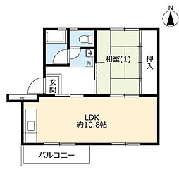 URデュプレ西上尾 1LDKの間取図画像