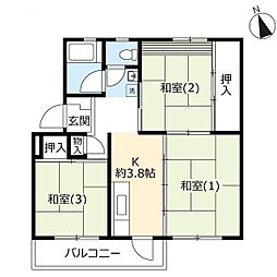 UR都市機構西上尾第一団地2-36 3Kの間取図画像