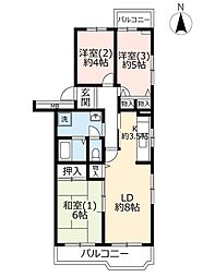 UR都市機構うらわイーストシティけやき街2号棟 3LDKの間取図画像