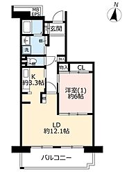 UR都市機構コンフォール南浦和10号棟 1LDKの間取図画像