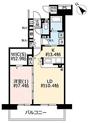 UR都市機構コンフォール南浦和24号棟 1LDKの間取図画像