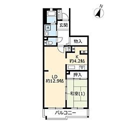 UR都市機構コンフォール大宮植竹9号棟 1LDKの間取図画像