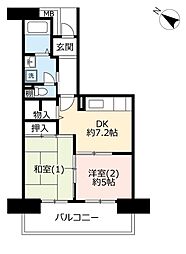 UR都市機構コンフォール霞ケ丘13号棟 2DKの間取図画像