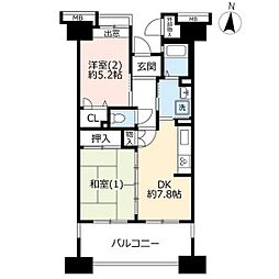 UR都市機構コンフォール霞ケ丘26号棟 2DKの間取図画像
